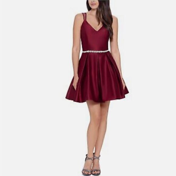 Blondie Nites Embellished Pleated Fit+Flare Dress - Picture 3 of 8